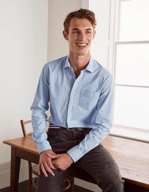 Poplin Cutaway Collar Shirt - Blue End on End Poplin Cutaway Collar Shirt - Blue End on End