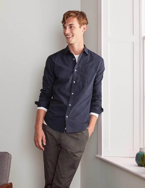 Poplin Cutaway Collar Shirt - Navy Poplin Cutaway Collar Shirt - Navy