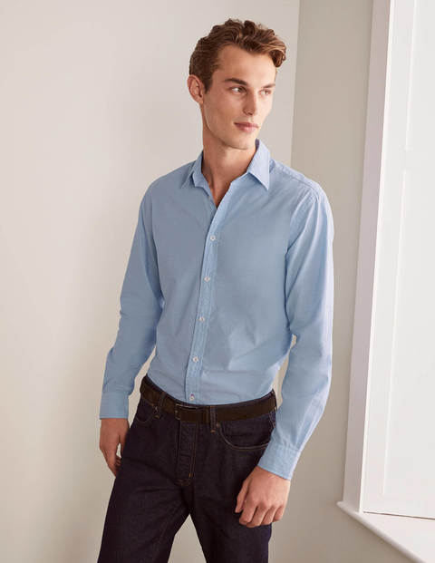 Slim Fit Poplin Cutaway Collar - Blue End on End Slim Fit Poplin Cutaway Collar - Blue End on End