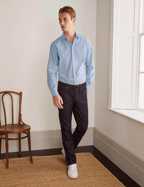 Slim Fit Poplin Cutaway Collar - Blue End on End Slim Fit Poplin Cutaway Collar - Blue End on End