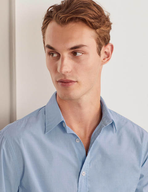 Slim Fit Poplin Cutaway Collar - Blue End on End Slim Fit Poplin Cutaway Collar - Blue End on End