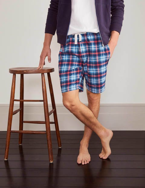 Brushed Cotton Pajama Shorts - Blues/Rio Red Check Brushed Cotton Pajama Shorts - Blues/Rio Red Check
