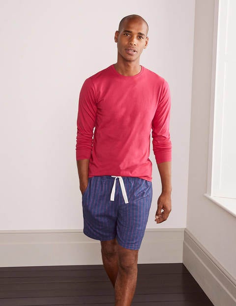 Pyjamashorts aus gebürsteter Baumwolle - Beerensorbet, Gestreift Pyjamashorts aus gebürsteter Baumwolle - Beerensorbet, Gestreift
