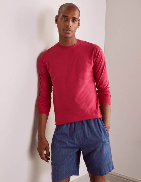 Pyjamashorts aus gebürsteter Baumwolle - Beerensorbet, Gestreift Pyjamashorts aus gebürsteter Baumwolle - Beerensorbet, Gestreift