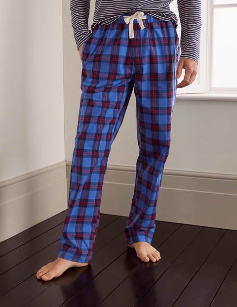 Cotton Poplin Pajama Bottoms - Spring Blue/Magenta Pink Check Cotton Poplin Pajama Bottoms - Spring Blue/Magenta Pink Check