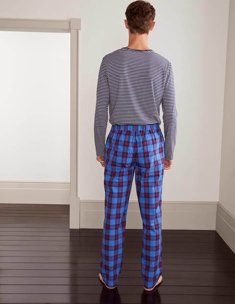 Cotton Poplin Pajama Bottoms - Spring Blue/Magenta Pink Check Cotton Poplin Pajama Bottoms - Spring Blue/Magenta Pink Check