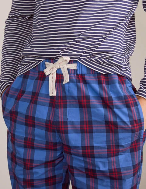 Cotton Poplin Pajama Bottoms - Spring Blue/Magenta Pink Check Cotton Poplin Pajama Bottoms - Spring Blue/Magenta Pink Check