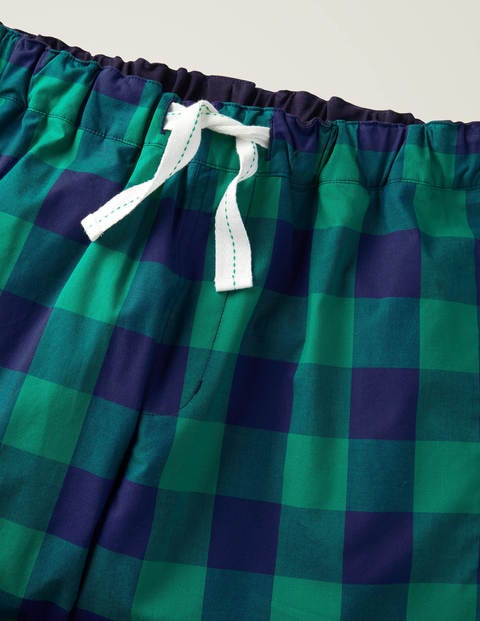 Cotton Poplin Pajama Bottoms - Green/Navy Gingham Cotton Poplin Pajama Bottoms - Green/Navy Gingham