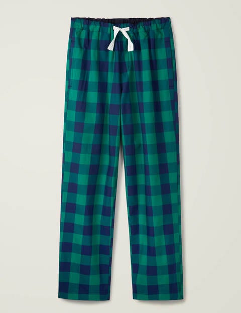 Cotton Poplin Pajama Bottoms - Green/Navy Gingham Cotton Poplin Pajama Bottoms - Green/Navy Gingham