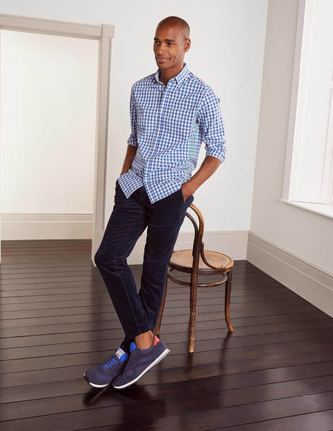 Chemise slim à motifs en popeline - Rayé latéral vichy bleu duc Chemise slim à motifs en popeline - Rayé latéral vichy bleu duc