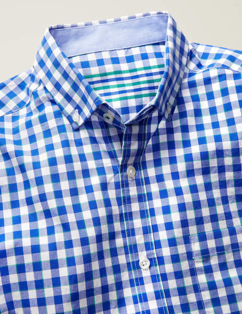 Chemise slim à motifs en popeline - Rayé latéral vichy bleu duc Chemise slim à motifs en popeline - Rayé latéral vichy bleu duc