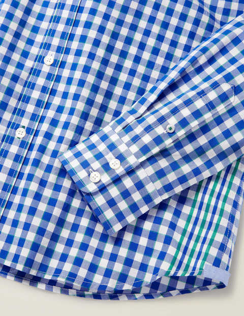 Chemise slim à motifs en popeline - Rayé latéral vichy bleu duc Chemise slim à motifs en popeline - Rayé latéral vichy bleu duc