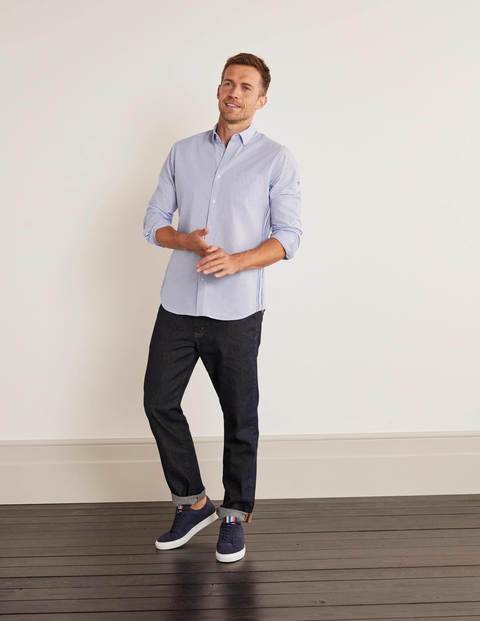 Chemise slim à motifs en popeline - Rayé latéral bleu ciel Chemise slim à motifs en popeline - Rayé latéral bleu ciel