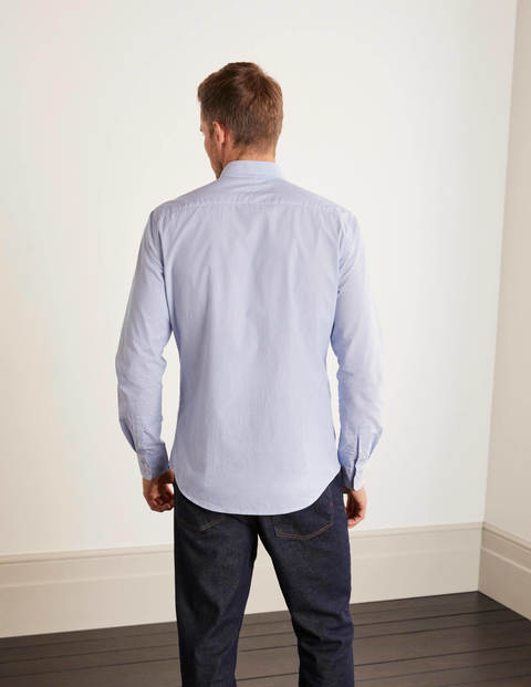Chemise slim à motifs en popeline - Rayé latéral bleu ciel Chemise slim à motifs en popeline - Rayé latéral bleu ciel