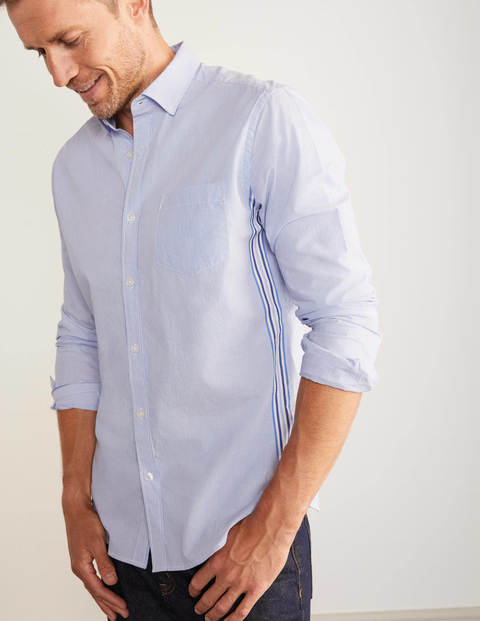 Chemise slim à motifs en popeline - Rayé latéral bleu ciel Chemise slim à motifs en popeline - Rayé latéral bleu ciel