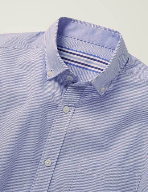 Chemise slim à motifs en popeline - Rayé latéral bleu ciel Chemise slim à motifs en popeline - Rayé latéral bleu ciel
