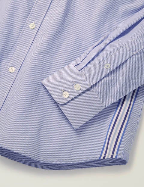 Chemise slim à motifs en popeline - Rayé latéral bleu ciel Chemise slim à motifs en popeline - Rayé latéral bleu ciel