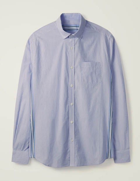 Chemise slim à motifs en popeline - Rayé latéral bleu ciel Chemise slim à motifs en popeline - Rayé latéral bleu ciel