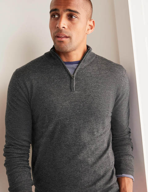 Lambswool Half-Zip - Charcoal Melange Lambswool Half-Zip - Charcoal Melange