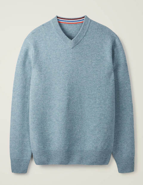 Lambswool Blend V-neck - Topaz Blue Lambswool Blend V-neck - Topaz Blue
