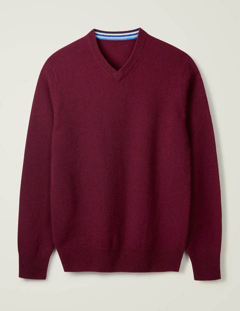 Pull col V en laine d'agneau - Rouge griotte Pull col V en laine d'agneau - Rouge griotte