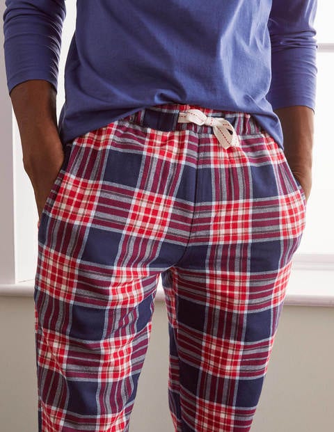 Pyjamahose aus gebürsteter Baumwolle - Navy/Rot, Kariert Pyjamahose aus gebürsteter Baumwolle - Navy/Rot, Kariert