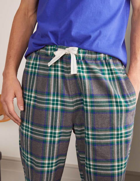 Brushed Cotton Pajama Bottoms - Grey Marl/ Highland Check Brushed Cotton Pajama Bottoms - Grey Marl/ Highland Check