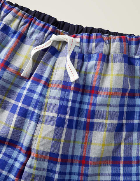 Brushed Cotton Pyjama Bottoms - Greek Blue/Grey Marl Check Brushed Cotton Pyjama Bottoms - Greek Blue/Grey Marl Check