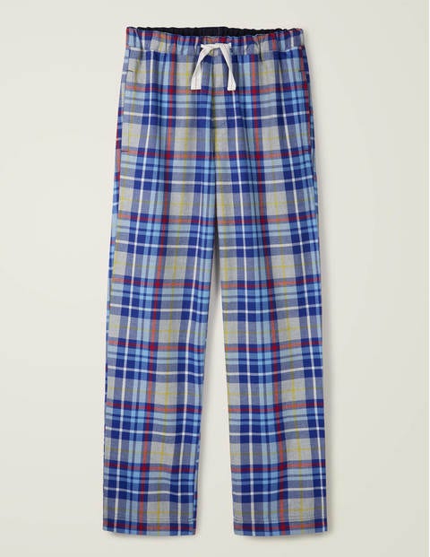 Brushed Cotton Pyjama Bottoms - Greek Blue/Grey Marl Check Brushed Cotton Pyjama Bottoms - Greek Blue/Grey Marl Check