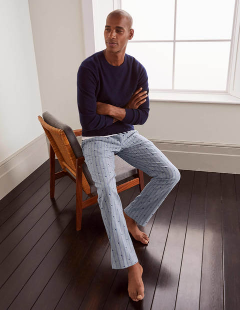 Brushed Cotton Pyjama Bottoms - Duke Blue Spot & Stripe Brushed Cotton Pyjama Bottoms - Duke Blue Spot & Stripe
