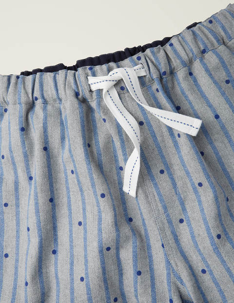Brushed Cotton Pyjama Bottoms - Duke Blue Spot & Stripe Brushed Cotton Pyjama Bottoms - Duke Blue Spot & Stripe