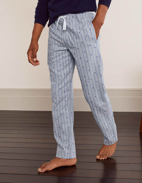 Brushed Cotton Pyjama Bottoms - Duke Blue Spot & Stripe Brushed Cotton Pyjama Bottoms - Duke Blue Spot & Stripe