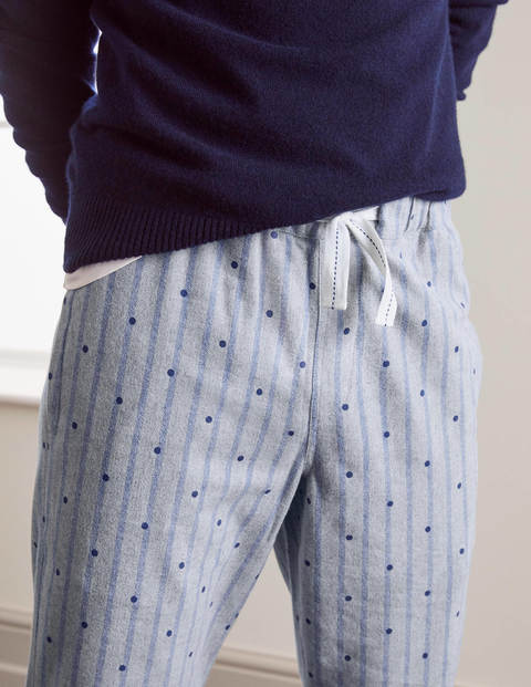 Brushed Cotton Pyjama Bottoms - Duke Blue Spot & Stripe Brushed Cotton Pyjama Bottoms - Duke Blue Spot & Stripe