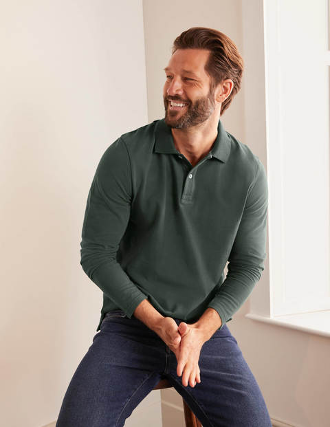 Long Sleeve Piqué Polo - Richmond Green Long Sleeve Piqué Polo - Richmond Green