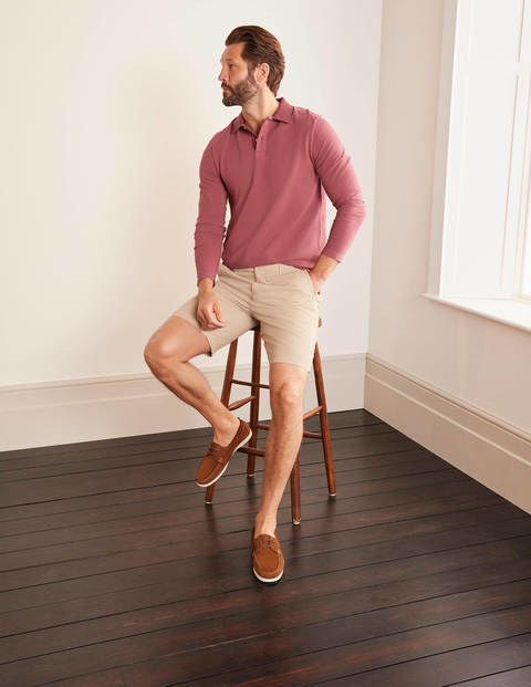 Long Sleeve Piqué Polo - Rosewood Long Sleeve Piqué Polo - Rosewood