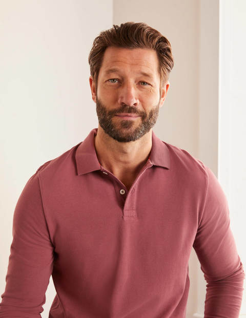 Long Sleeve Piqué Polo - Rosewood Long Sleeve Piqué Polo - Rosewood