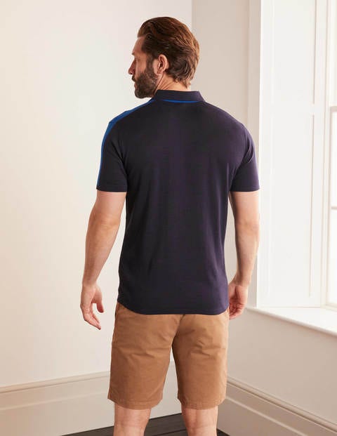 Finsbury Knitted Polo - Blues Colourblock Finsbury Knitted Polo - Blues Colourblock