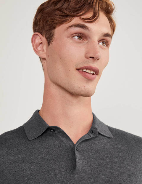 Finsbury Knitted Polo - Charcoal Melange Finsbury Knitted Polo - Charcoal Melange