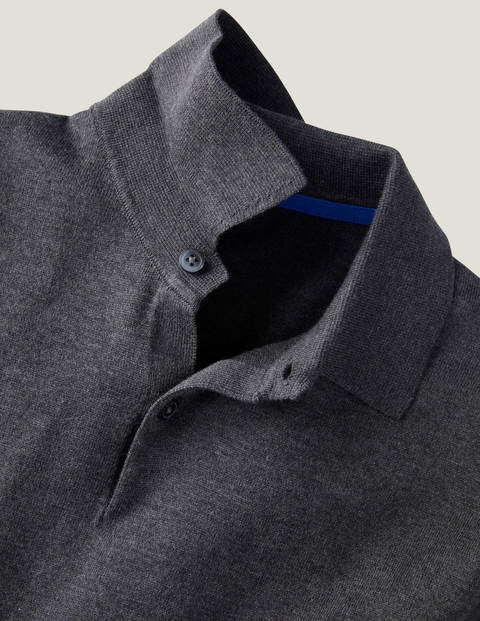 Finsbury Knitted Polo - Charcoal Melange Finsbury Knitted Polo - Charcoal Melange