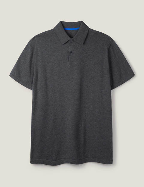 Finsbury Knitted Polo - Charcoal Melange Finsbury Knitted Polo - Charcoal Melange