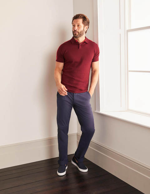Finsbury Knitted Polo - Merlot Colourblock Finsbury Knitted Polo - Merlot Colourblock