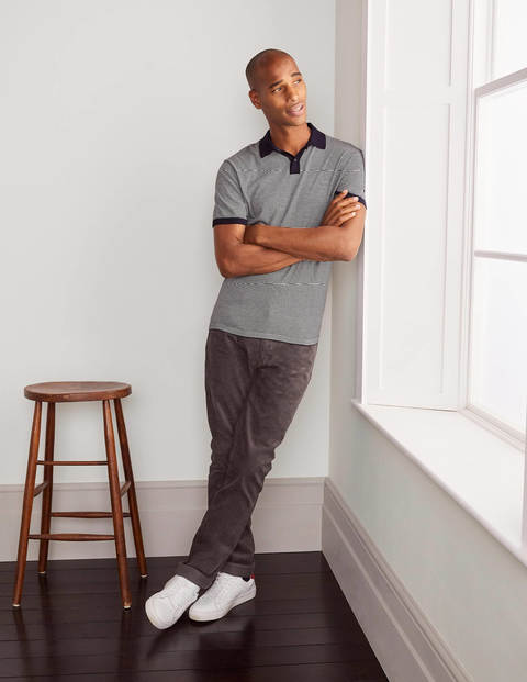 Stripe Finsbury Knitted Polo - Navy Stripe Stripe Finsbury Knitted Polo - Navy Stripe