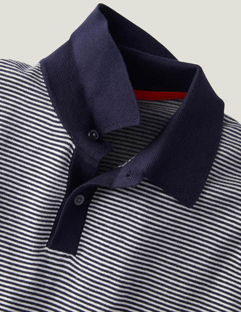 Stripe Finsbury Knitted Polo - Navy Stripe Stripe Finsbury Knitted Polo - Navy Stripe