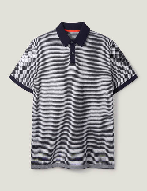 Stripe Finsbury Knitted Polo - Navy Stripe Stripe Finsbury Knitted Polo - Navy Stripe