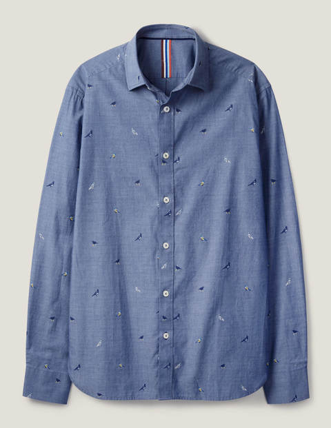 Chambray Printed Shirt - Garden Birds Chambray Printed Shirt - Garden Birds