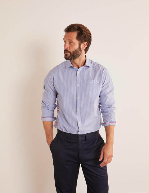 Poplin Pattern Shirt - Duke Blue Side Stripe Poplin Pattern Shirt - Duke Blue Side Stripe