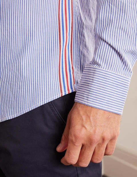 Poplin Pattern Shirt - Duke Blue Side Stripe Poplin Pattern Shirt - Duke Blue Side Stripe