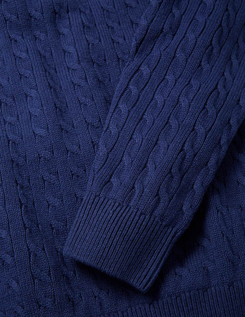 Cotton Linen Cable Crew - Inky Blue Cotton Linen Cable Crew - Inky Blue