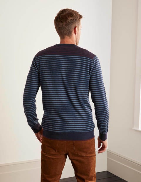 Lambswool Crew Neck - Cadet Blue/Navy Lambswool Crew Neck - Cadet Blue/Navy