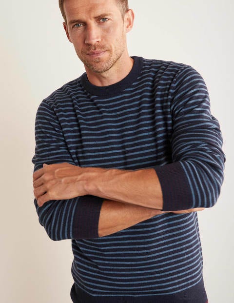 Lambswool Crew Neck - Cadet Blue/Navy Lambswool Crew Neck - Cadet Blue/Navy
